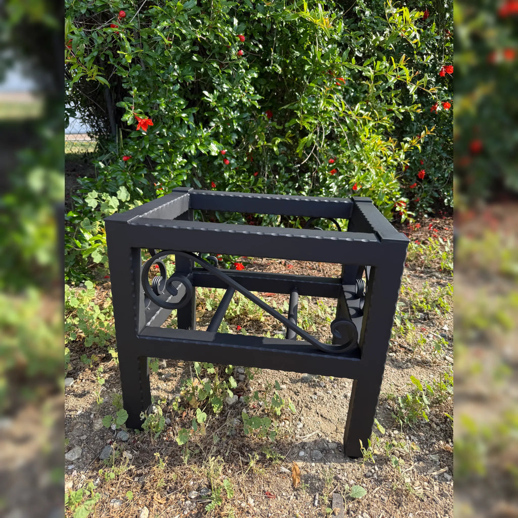 Hammered Metal Box Planter Stand