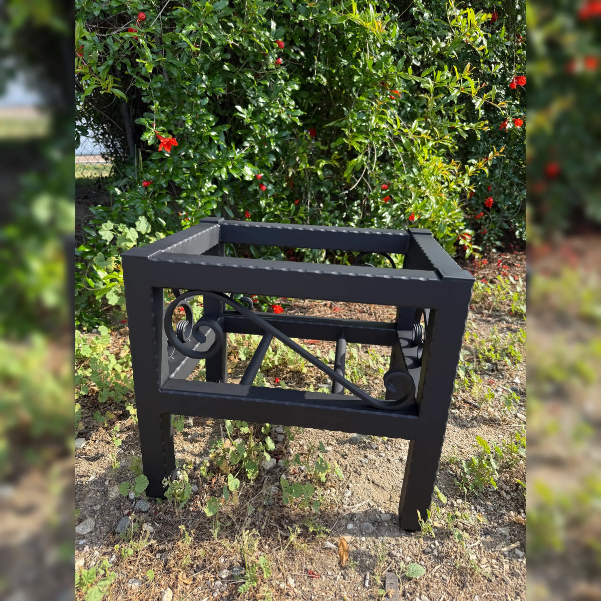 Hammered Metal Box Planter Stand