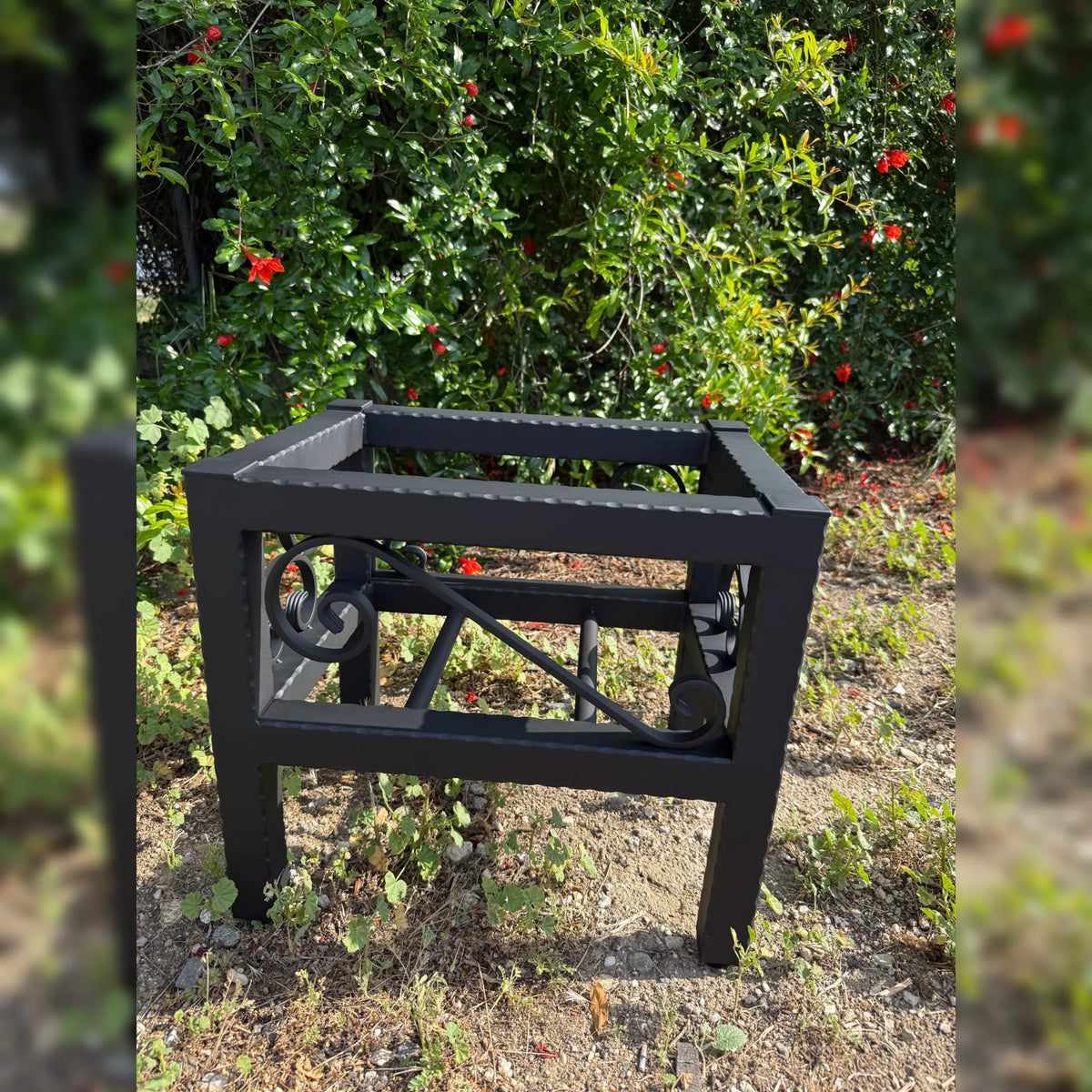 Hammered Metal Box Planter Stand