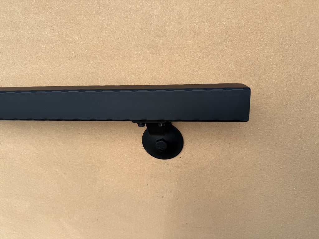 Hammered Square Steel Handrail — ADA Compliant 1.5" x 1.5" Steel Tube | Flat Black or Metallic Gold | Made in the USA