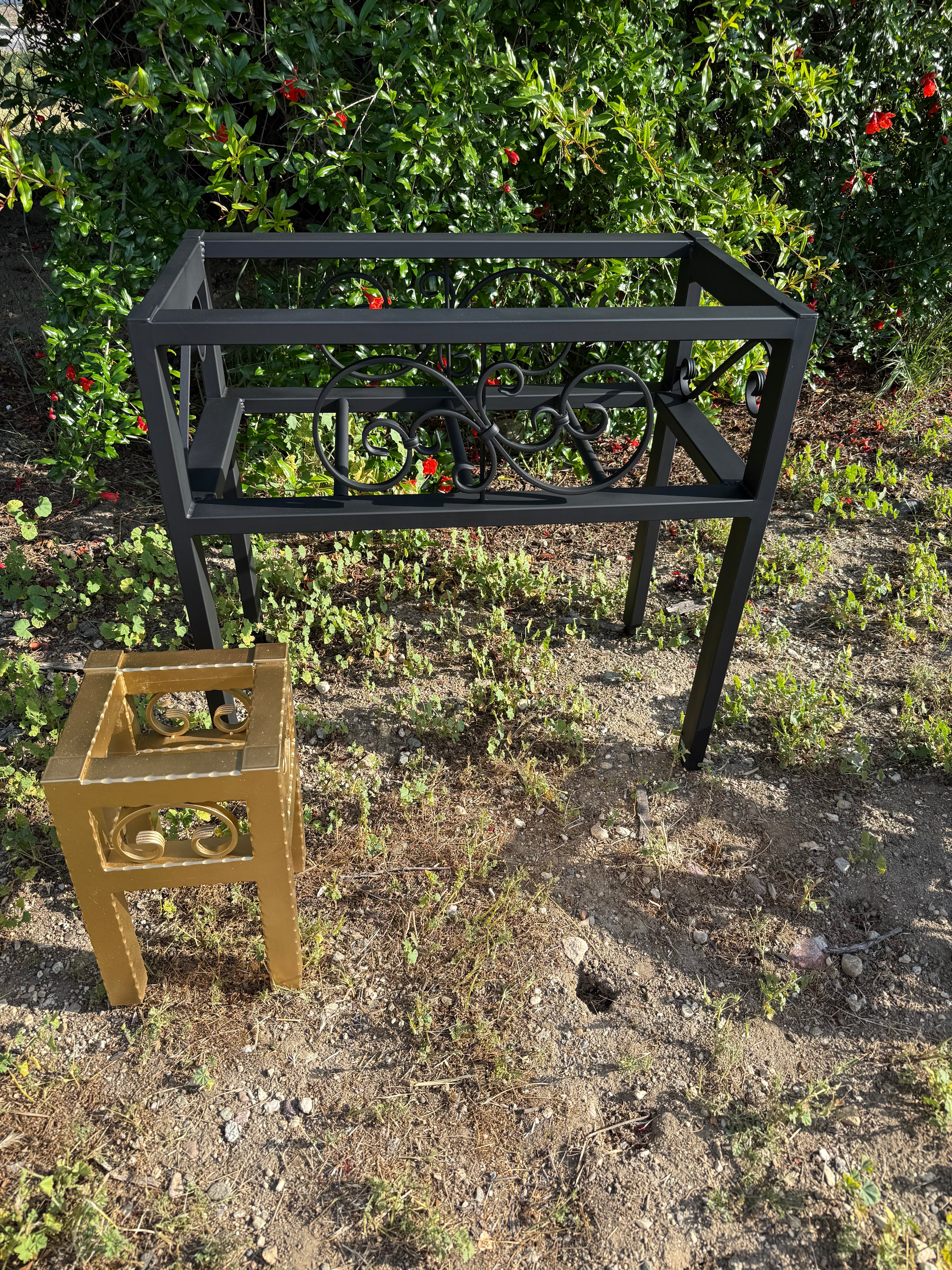 Large & Small Steel Planter Stand Bundle — Made in the USA | Ornamental Iron Set