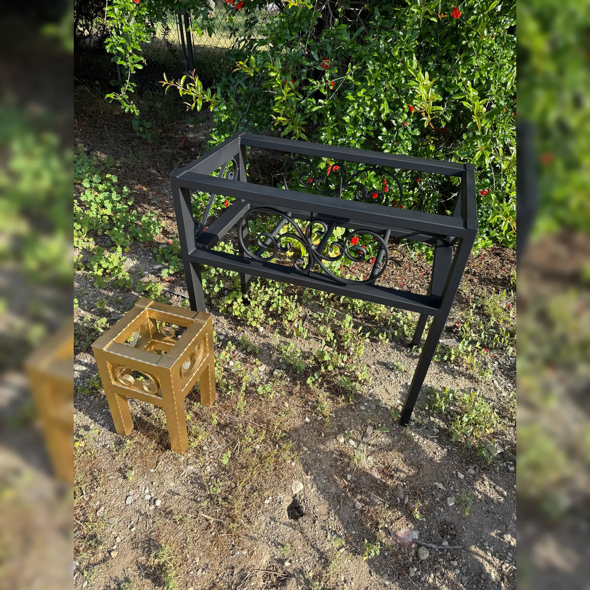 Large & Small Metal Box Planter Stand Bundle