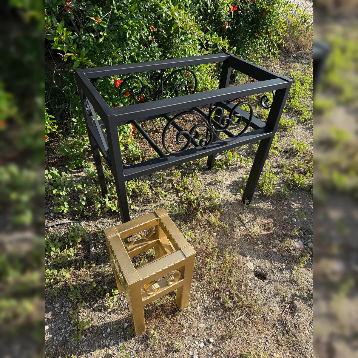 Large & Small Metal Box Planter Stand Bundle