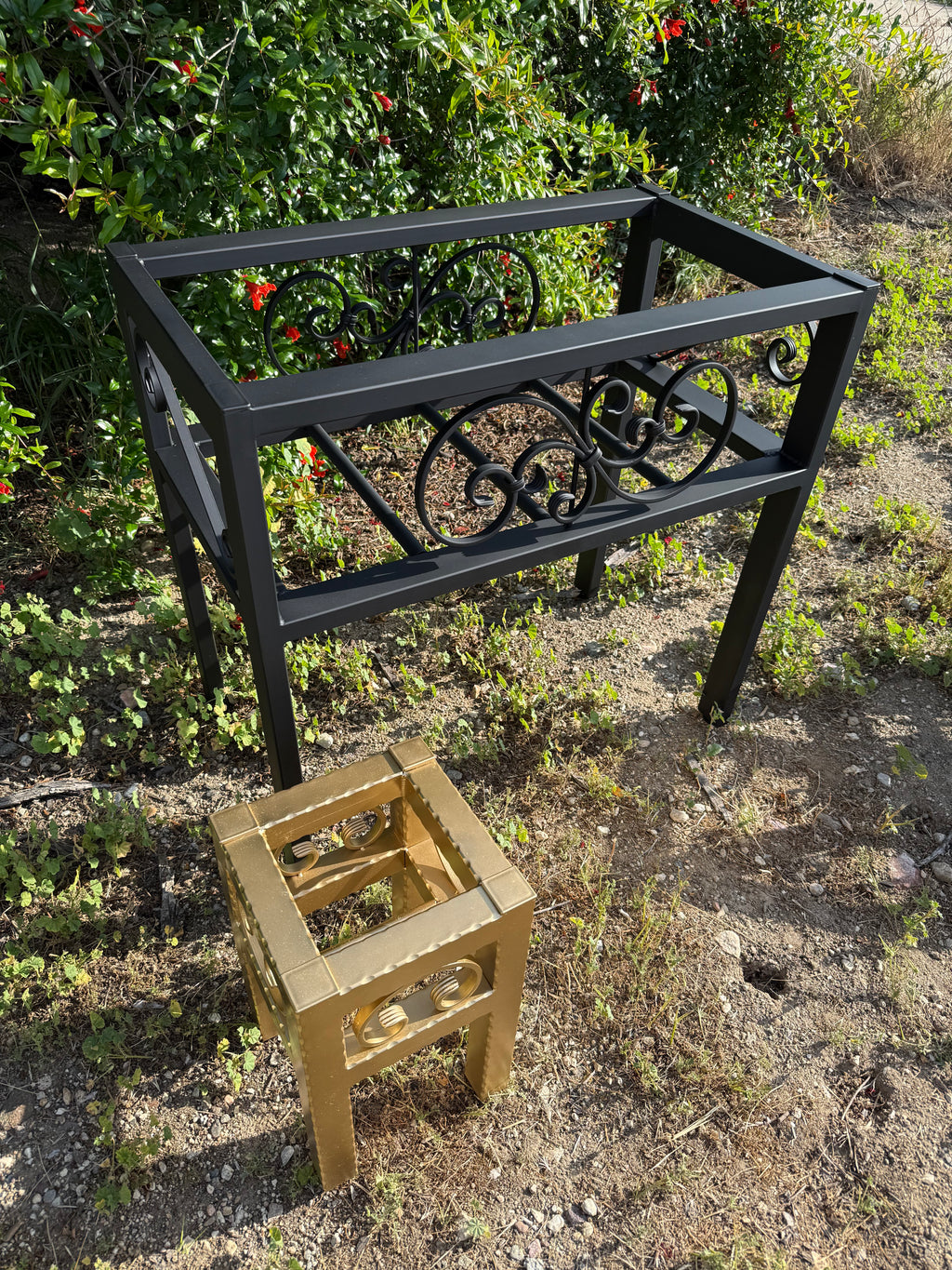Large & Small Steel Planter Stand Bundle — Made in the USA | Ornamental Iron Set
