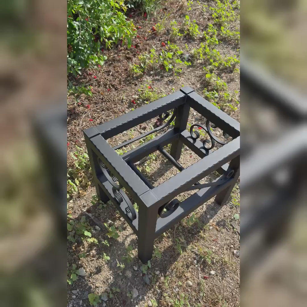 Hammered Metal Box Planter Stand