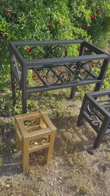 Large, Medium & Small Steel Planter Stand Bundle — Made in the USA | Complete Ornamental Iron Set