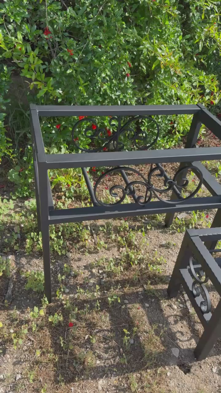 Large & Medium Steel Planter Stand Bundle — Made in the USA | Ornamental Iron Set