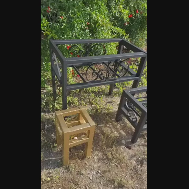Complete Metal Box Planter Stand Set