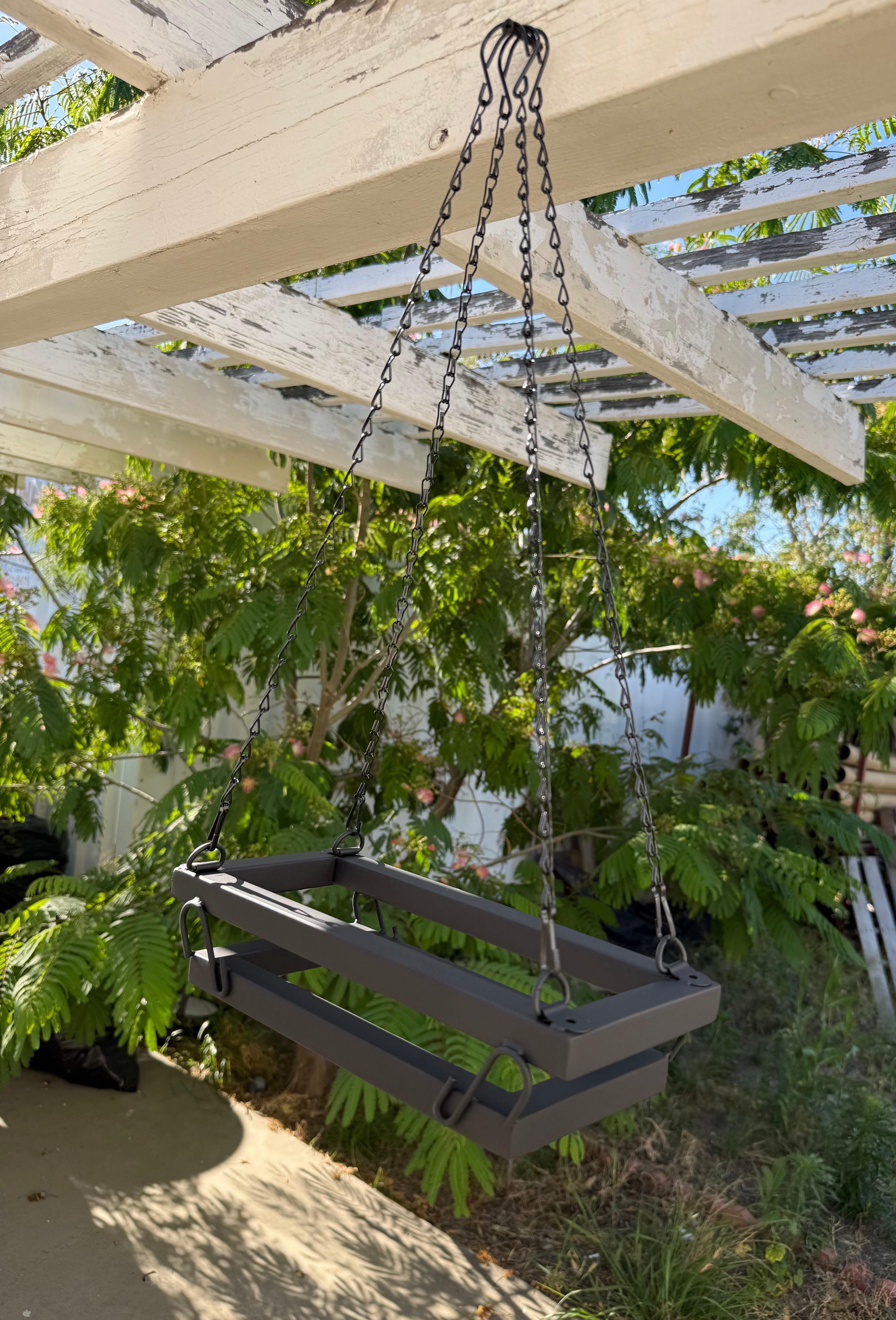 Rectangle Hanging Chain Planter — Hanging Steel Planter for Indoor & Outdoor Use | Made in the USA