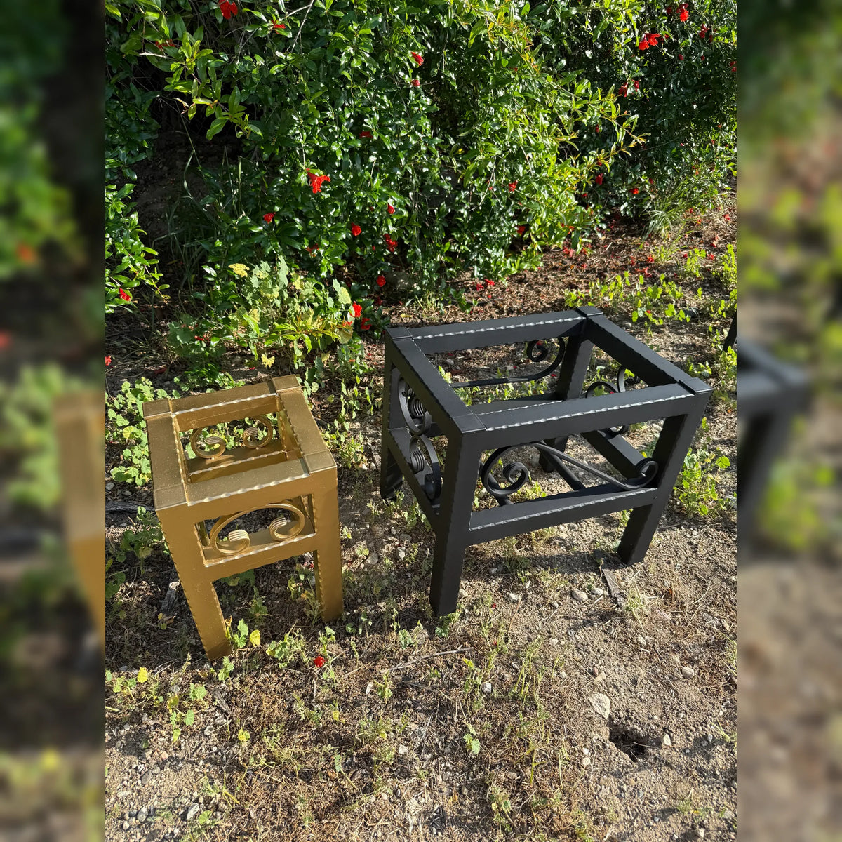 Hammered & Small Metal Box Planter Stand