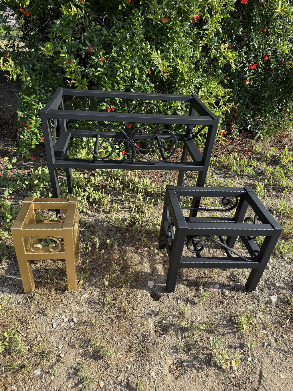 Large, Medium & Small Steel Planter Stand Bundle — Made in the USA | Complete Ornamental Iron Set