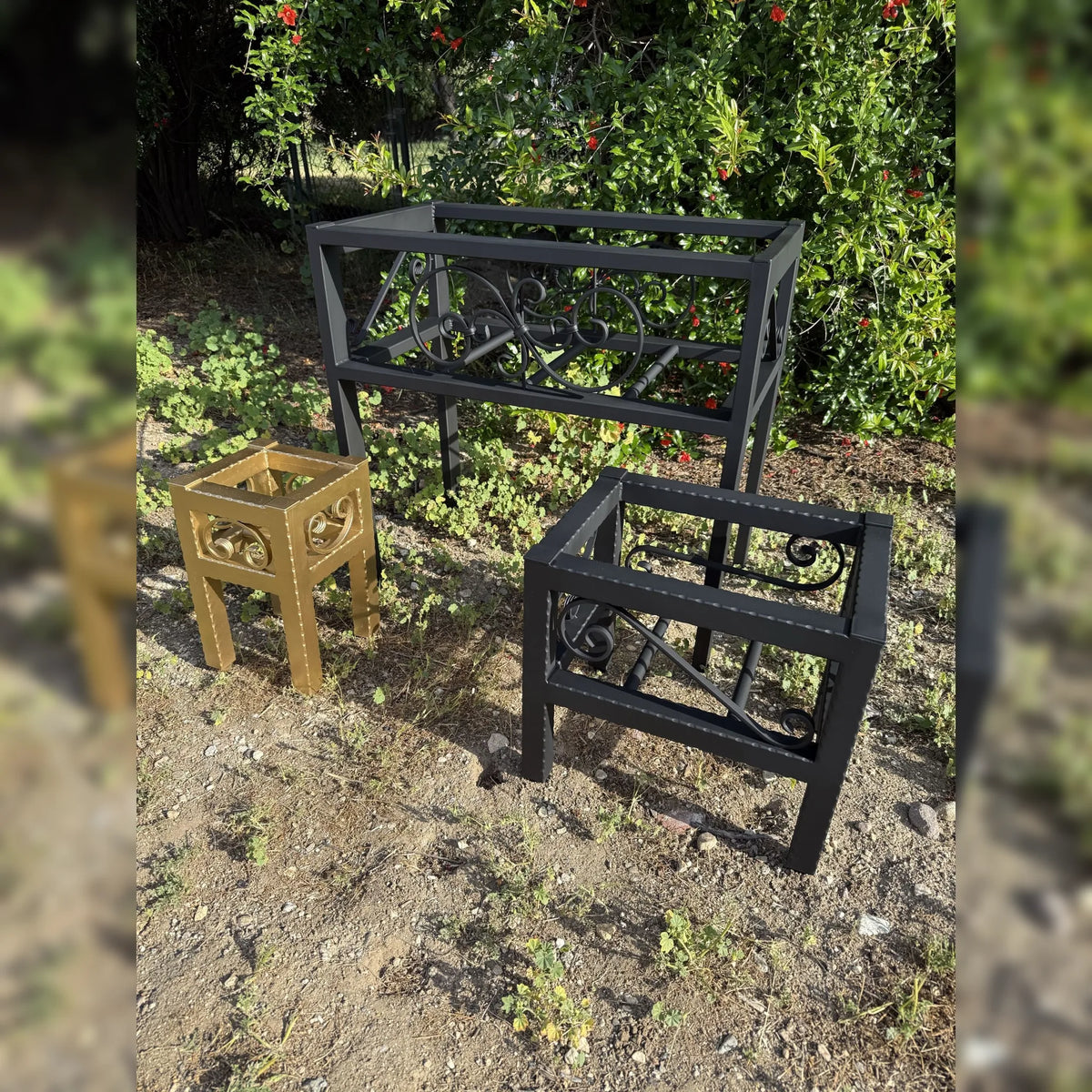 Complete Metal Box Planter Stand Set