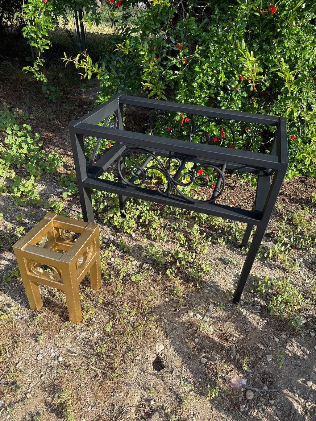 Large & Small Steel Planter Stand Bundle — Made in the USA | Ornamental Iron Set