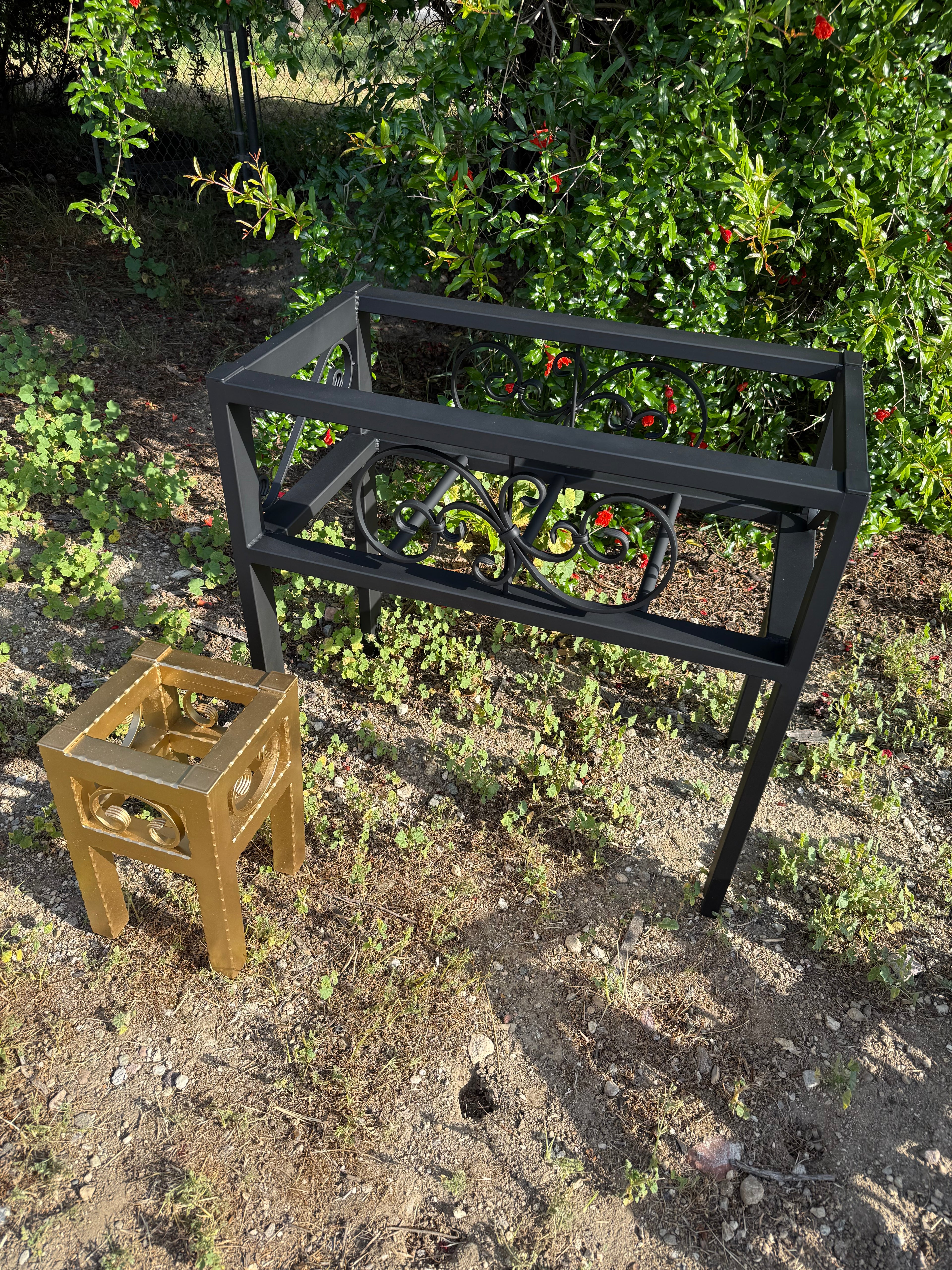 Large & Small Steel Planter Stand Bundle — Made in the USA | Ornamental Iron Set