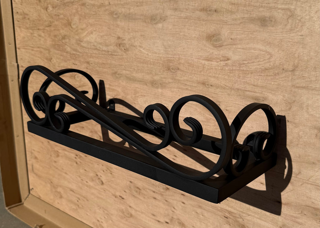 Wall Hung Steel Planter with S-Scroll & U-Scroll Ornamental Accents — Decorative Metal Wall Planter | Made in the USA